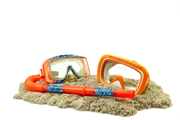 Scuba Diving Equipment On The Sea Beach Sand Isolated — Stock Photo, Image