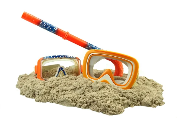 Scuba Diving Equipment On The Sea Beach Sand Isolated — Stock Photo, Image