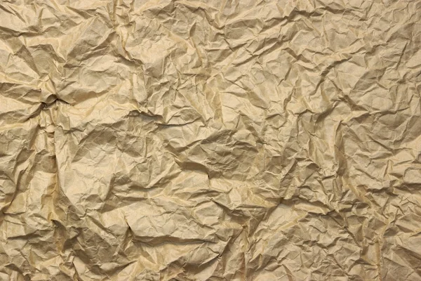 Close-up Of Rough Golden Brown Wrinkled Packaging Paper Texture — Stock Photo, Image