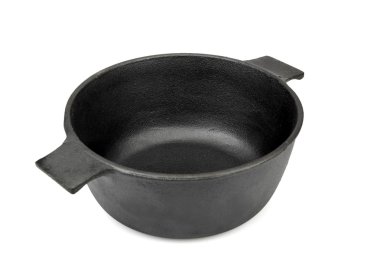High Angle View On The Opened Cast Iron Pan Isolated clipart