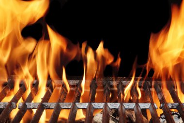 Weekend Barbecue. Flaming Charcoal Grill clipart