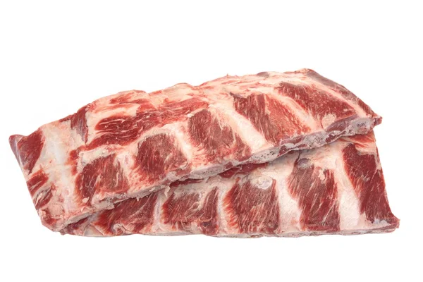 М'ясо яловичини. Сирі чорні мармурові яловичі ребра Angus Ізольовані — стокове фото