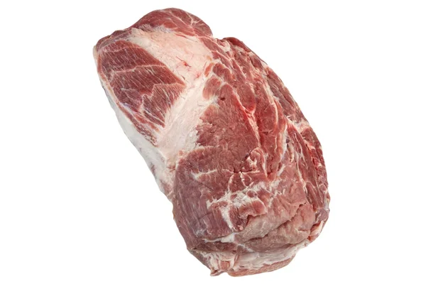Grande costoletta di lonza di maiale cruda fresca isolata su bianco — Foto Stock