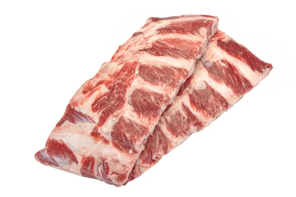 Rindfleisch. rohe schwarze Angus marmorierte Rinderrippen isoliert — Stockfoto