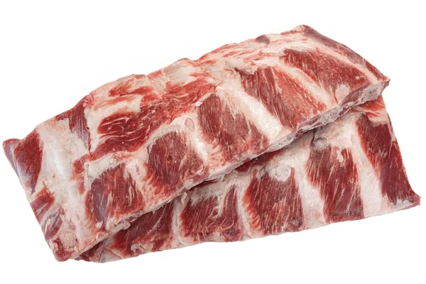 Rindfleisch. rohe schwarze Angus marmorierte Rinderrippen isoliert — Stockfoto