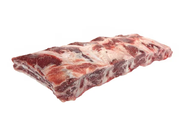 Carne de vaca. Preto cru Angus Marbled costelas de carne de bovino isolado — Fotografia de Stock