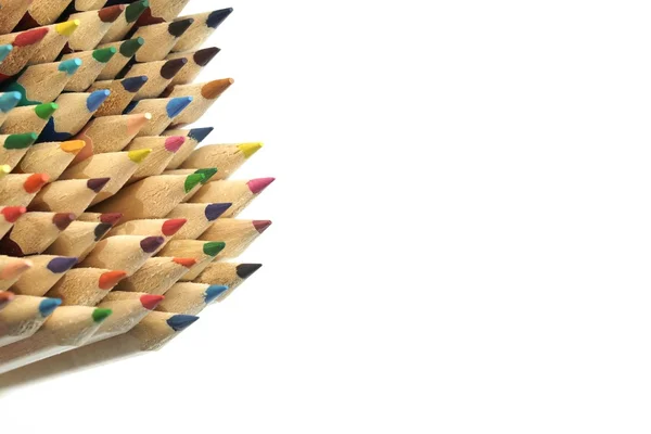 Large Group Of Colored Pencil Isolated On White — Stock Photo, Image