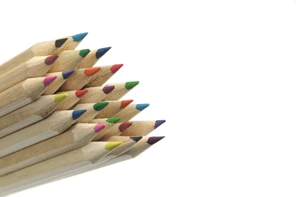 Large Group Of Colored Pencil Isolated On White — Stock Photo, Image