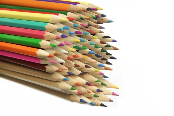 Large Group Of Colored Pencil Isolated On White — Stock Photo, Image