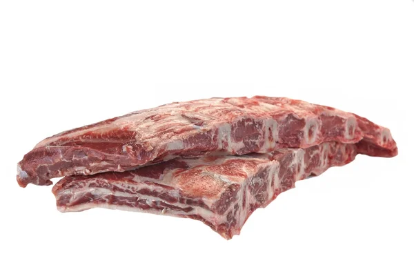 Rindfleisch. rohe schwarze Angus marmorierte Rinderrippen isoliert — Stockfoto