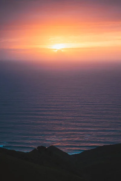 Pôr Sol Oceano Atlântico Partir Topo Das Colinas Jaizkibel — Fotografia de Stock