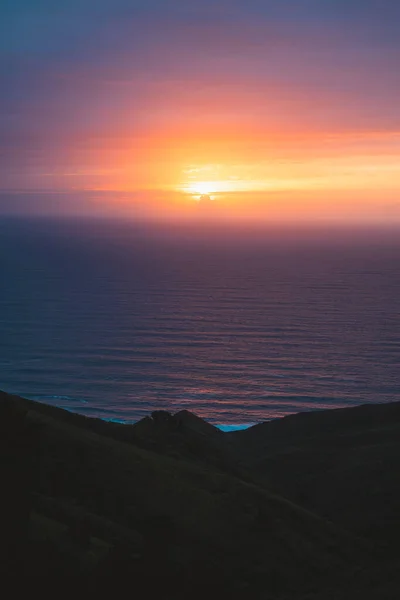 Sun Setting Atlantic Ocean Top Jaizkibel Hills — Stock Photo, Image