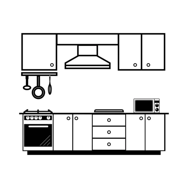 Conjunto Cocina Ilustración Signo Diseño Moderno — Vector de stock