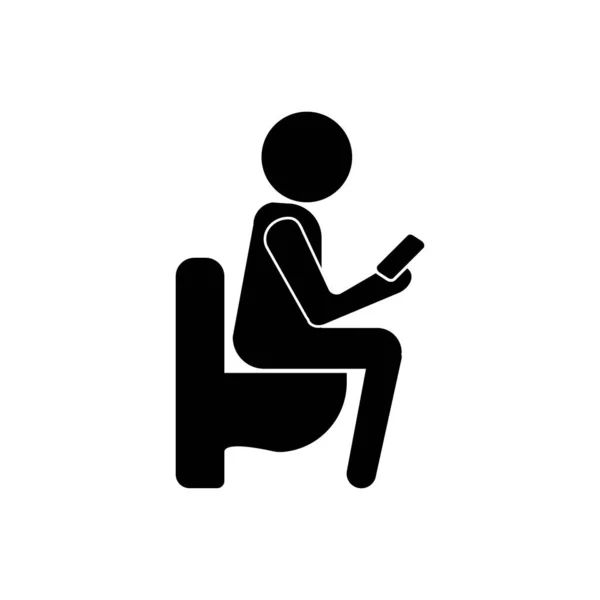 Tuvalette silueti olan bir adam. Elinde telefon olan bir tabela var. WC simgesi