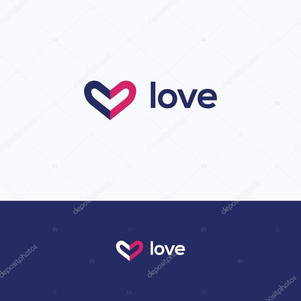 Love heart fold half logo