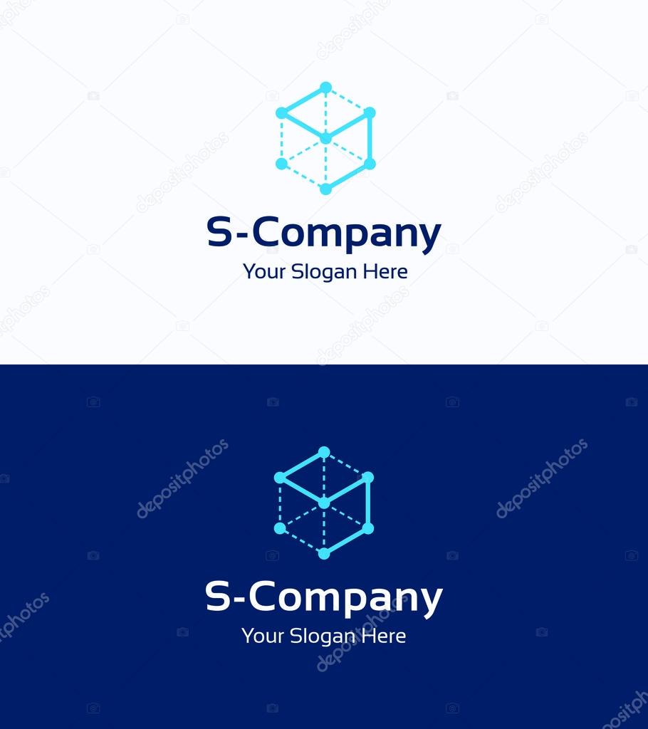 Frame cube 3D logo template with letter S