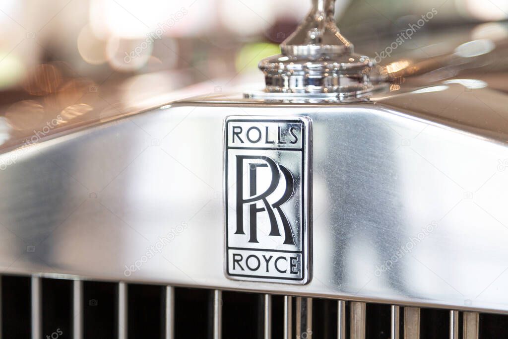 The Spirit of Ecstasy Rolls Royce badge, emblem on vintage hood, Portugal, Porto, October 04, 2025