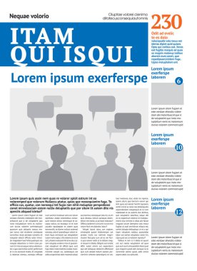 Mavi başlıklı gazete tasarım şablonu