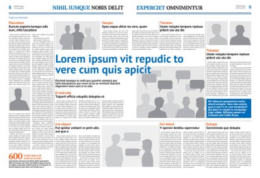 Mavi başlıklı gazete tasarım şablonu