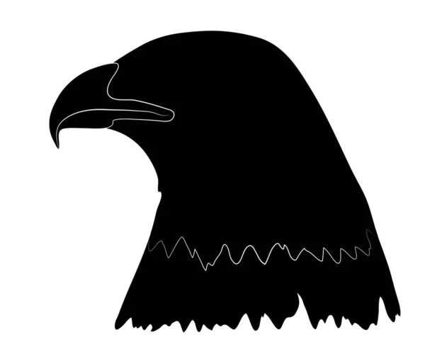 Schwarze Ikone Eines Porträts Eines Weißkopfseeadlers Profil Isoliert Auf Weißem — Stockvektor