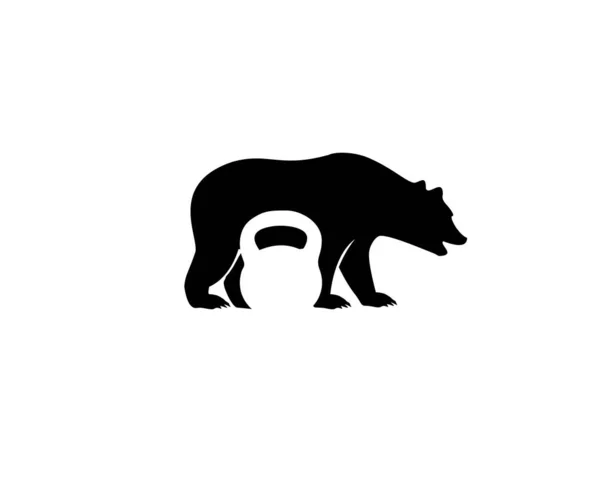 Fitness Bear Schwarze Farbe Logo — Stockvektor