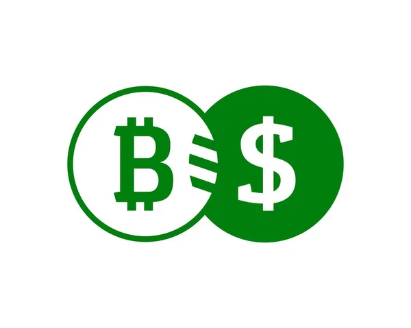 Απλό Νόμισμα Bit Και Δολάριο — Διανυσματικό Αρχείο