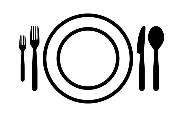 Wektor Menu Żywności Logo Łyżka Widelec Nóż Talerz Talerz Odizolowane — Wektor stockowy