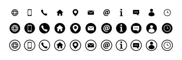 Contact Icons Vector Illustration Location Mail Phone Address Web Site Vetores De Stock Royalty-Free