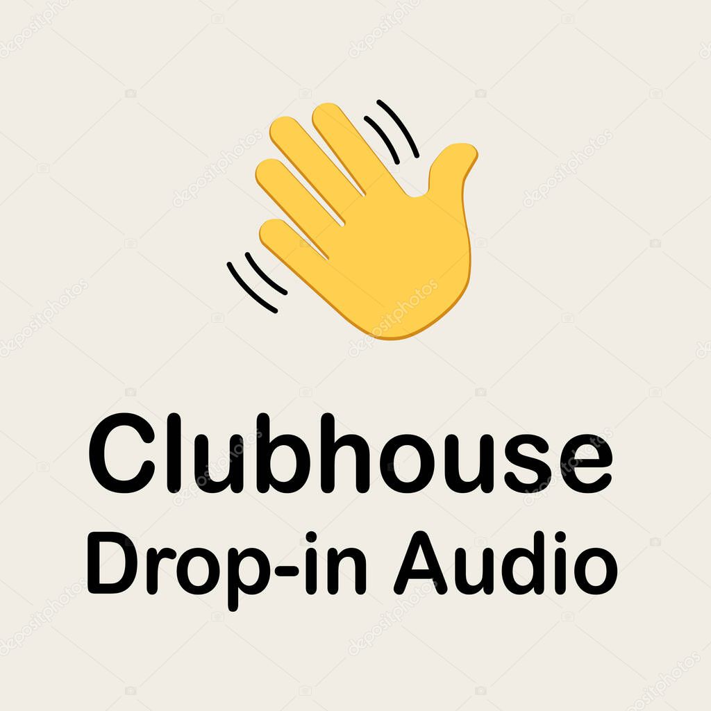 clubhouse mobile app mockup. social network screen template. vector editorial. drop-in audio chat. club house mock up, logo. 3/2/21 - Rivne, Ukraine