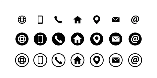 Contact Icons Vector Illustration Location Mail Phone Address Web Site Ilustração De Stock