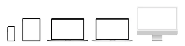 Пристрій Порожній Макет Екрана Реалістичний Комп Ютер Ноутбук Планшет Мобільний — стоковий вектор