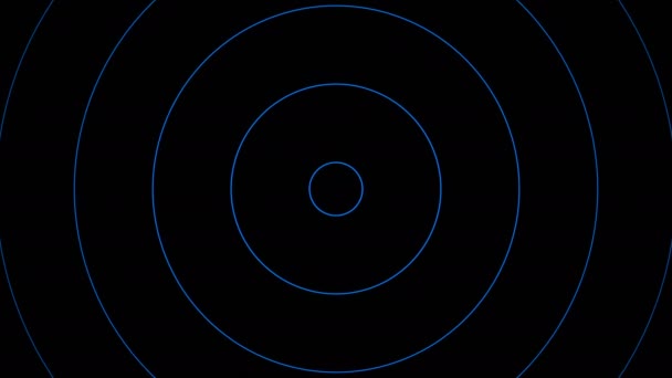 Cercles concentriques en spirale mouvement de propagation des ondes audio, animation graphique — Video