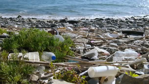 Marine sea ecosystem full of plastic debris pollution,nature,environmental waste contamination — Stock Video