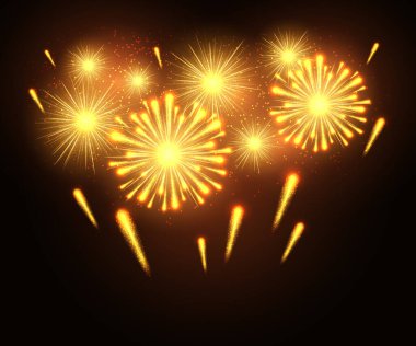 Havai fişekler altın değerinde. Vektör