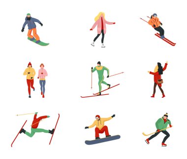 Kışın giyinmiş insanlar.