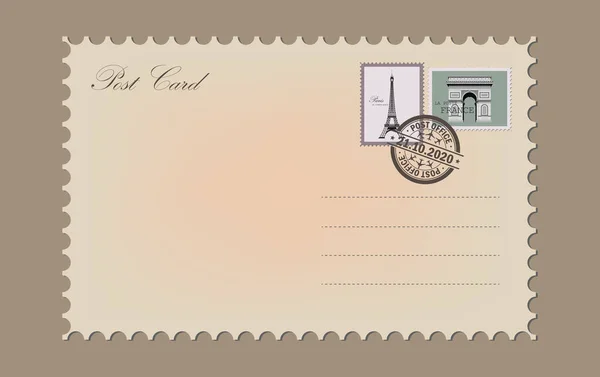 Ταχυδρομική κάρτα και φάκελος — Διανυσματικό Αρχείο