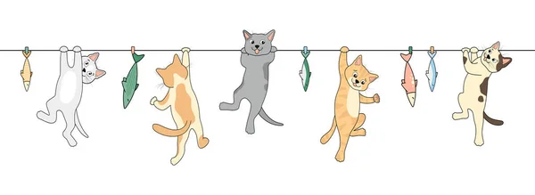 Katzen am Seil. — Stockvektor