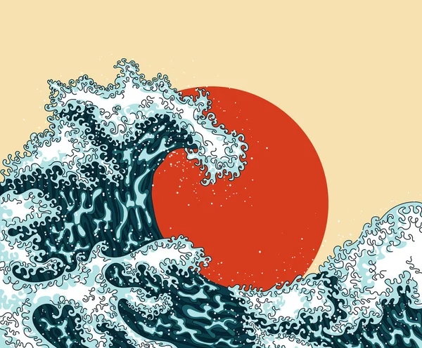 Une vague japonaise. Vecteur — Image vectorielle