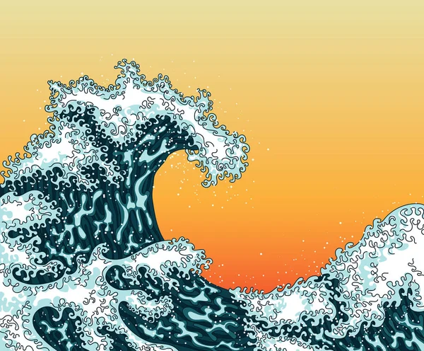 Une vague japonaise. Vecteur — Image vectorielle