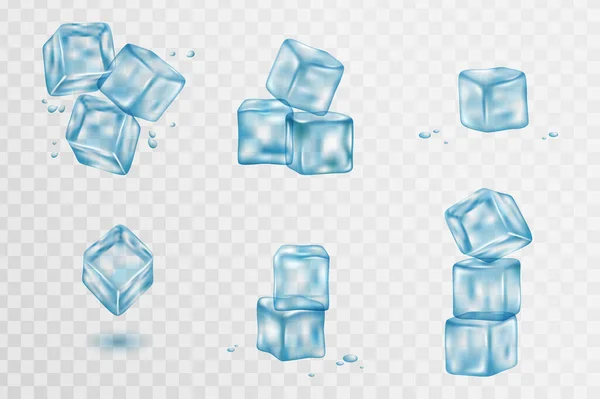 Cubes de glace réalistes — Image vectorielle