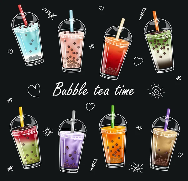 Bubble tea collection — Stock Vector