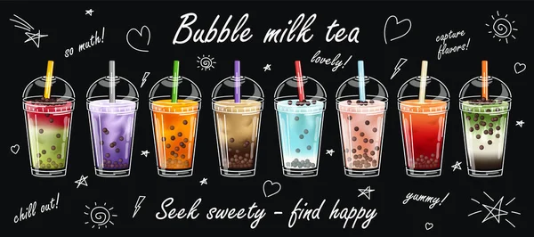 Bubble tea collection — Stockový vektor