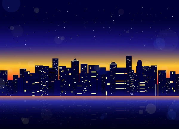 Noche ciudad panorama — Vector de stock