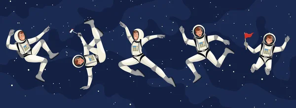 Zestaw kreskówkowy astronauta — Wektor stockowy