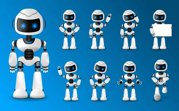 Zestaw robotów futurystycznych — Wektor stockowy