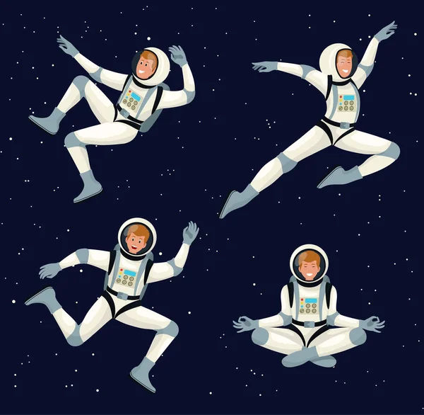Zestaw kreskówkowy astronauta — Wektor stockowy