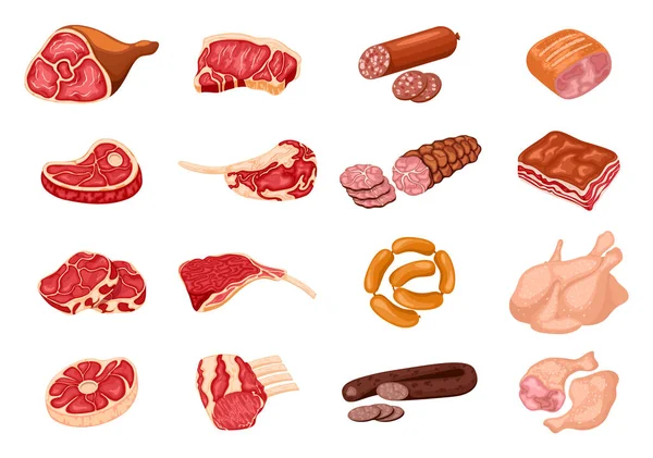 Cartoon meat products — Stock Vector