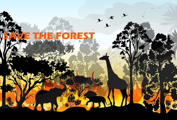 Vecteur forestier en feu — Image vectorielle