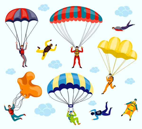 Ensemble de vecteurs parachutistes — Image vectorielle