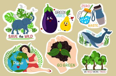 Ekoloji çıkartmaları koleksiyonu